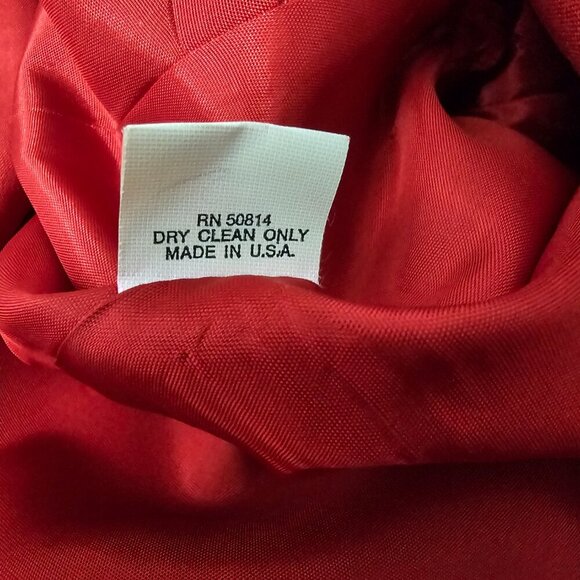 Tahari Vintage Linen Blend Long Sleeve Button Up Suit Jacket Red Blazer - Picture 9 of 9